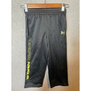 Under Armour Kids Unisex Activewear Pants Size 6 Black with Neon Green Logo